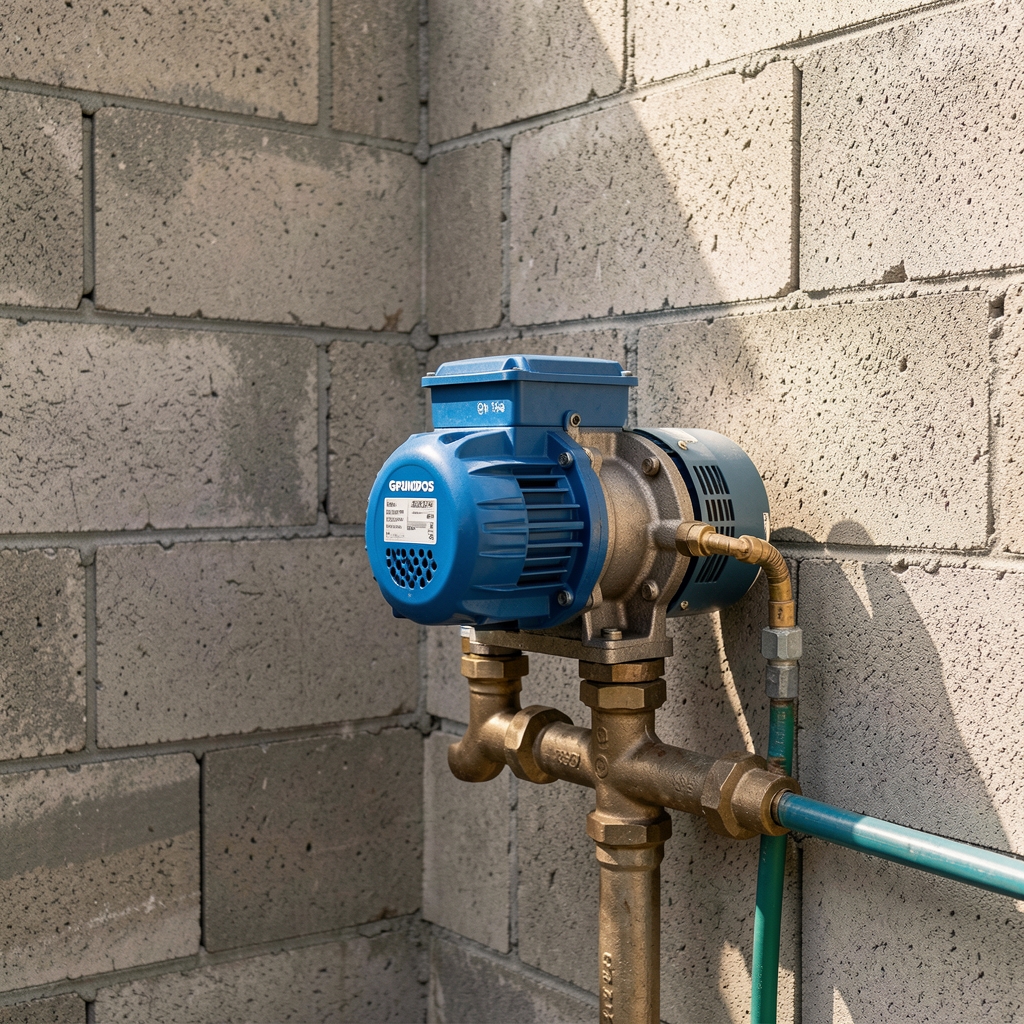 Grundfos CM 3-4 centrifugalna pumpa od nerđajućeg čelika montirana na betonski zid vrtnog sistema za navodnjavanje